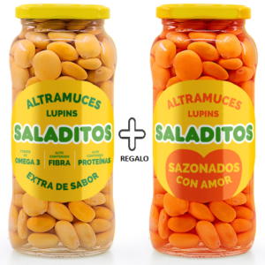#SaladitosCristal - Altramuces pack 5 Tarros cristal 380g (5 tarros 380 g + 1 tarro de regalo 380g sazonado con amor)